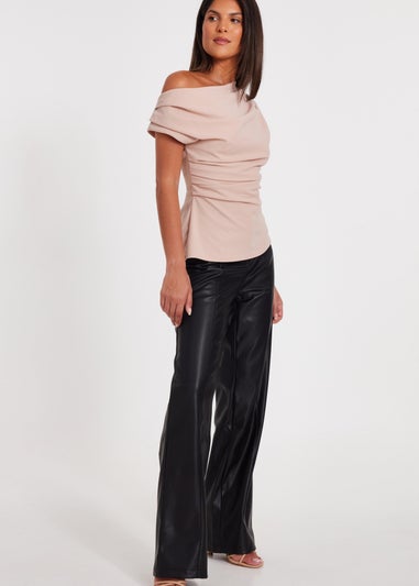 Quiz Black Faux Leather Trousers