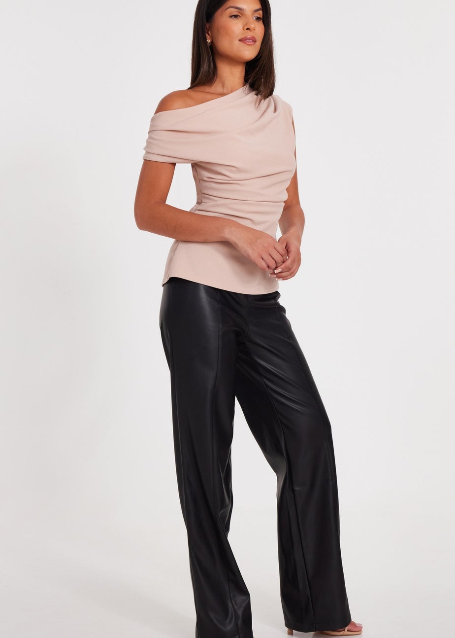 Quiz Black Faux Leather Trousers