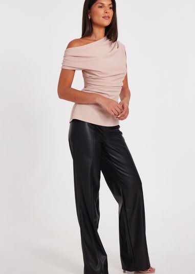 Quiz Black Faux Leather Trousers