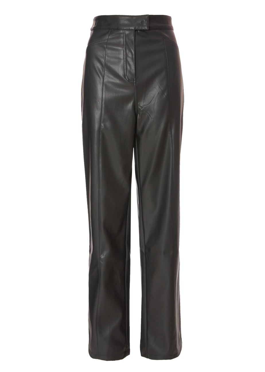 Quiz Black Faux Leather Trousers