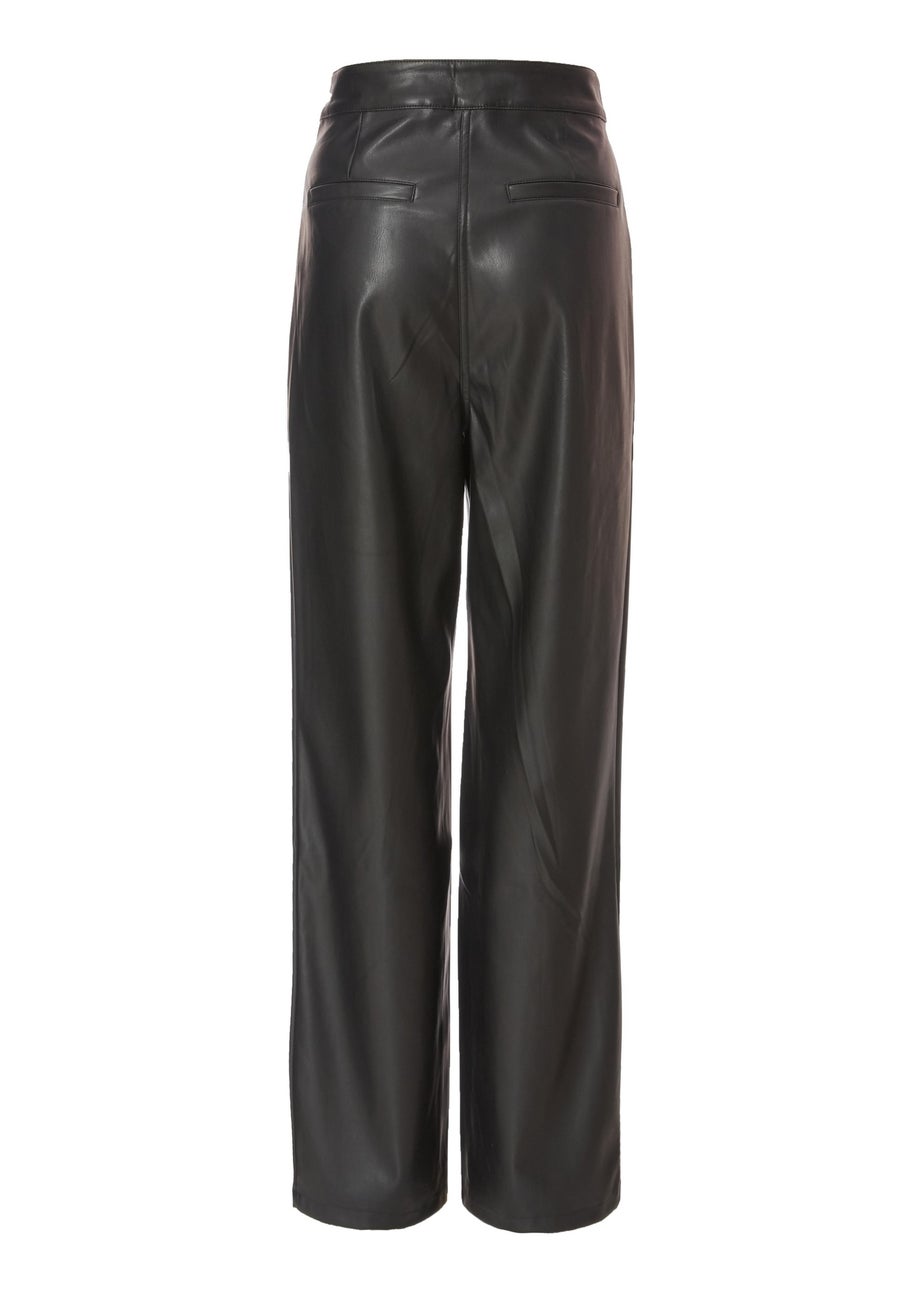 Quiz Black Faux Leather Trousers