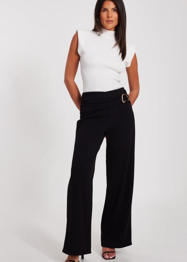 Quiz Black Buckle Palazzo Trousers