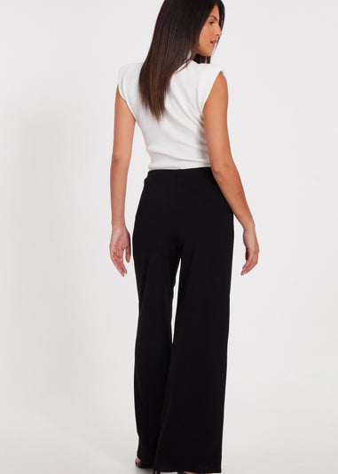 Quiz Black Buckle Palazzo Trousers