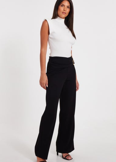 Quiz Black Buckle Palazzo Trousers