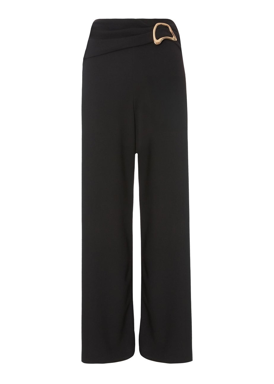 Quiz Black Buckle Palazzo Trousers