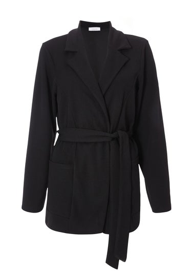 Quiz Black Petite Tie Waist Blazer