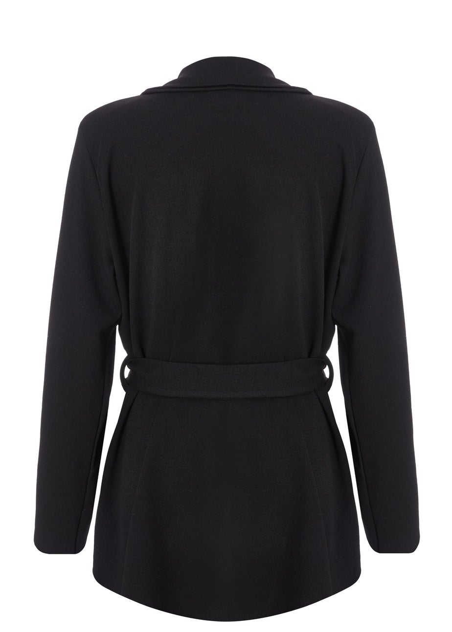 Quiz Black Petite Tie Waist Blazer