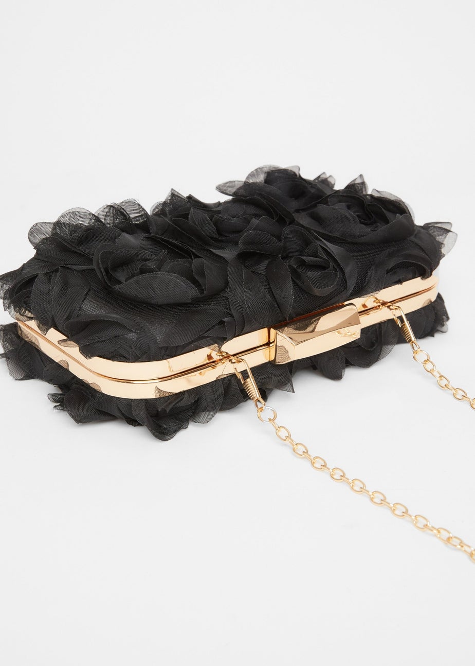 Quiz Black Organza Rose Box Bag
