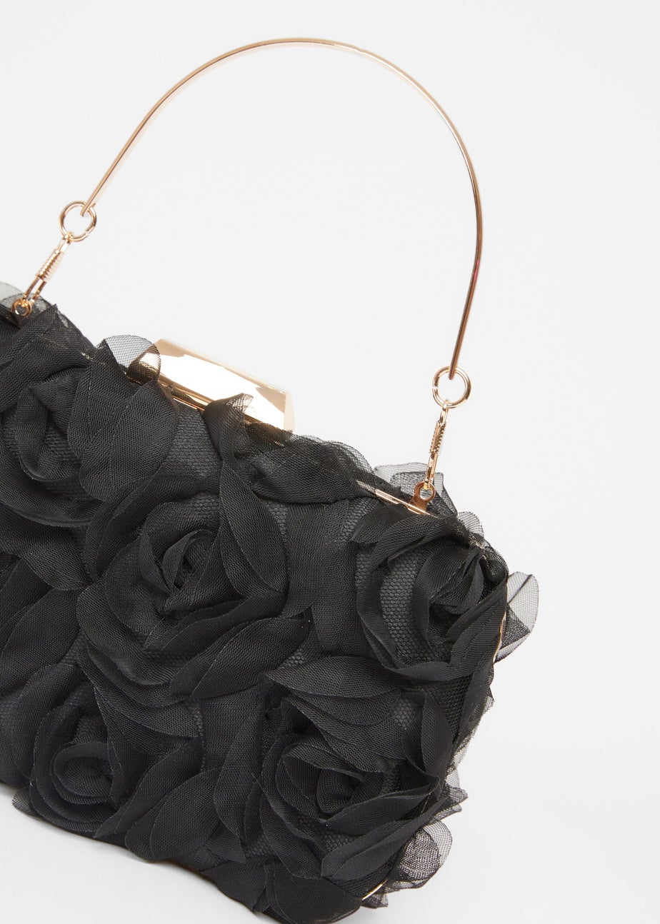 Quiz Black Organza Rose Box Bag