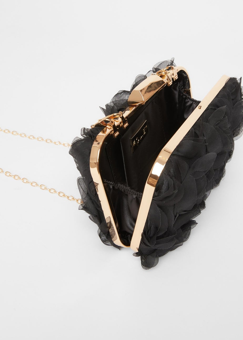 Quiz Black Organza Rose Box Bag