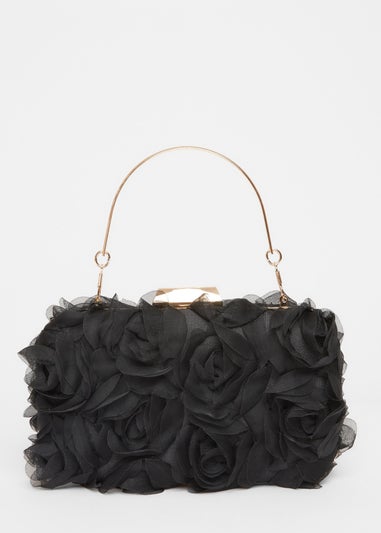 Quiz Black Organza Rose Box Bag