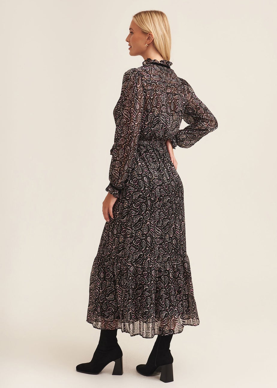 Gini London Multi Pie Crust Midaxi With Contrast Trims Dress