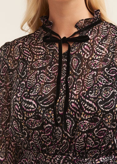 Gini London Multi Pie Crust Midaxi With Contrast Trims Dress