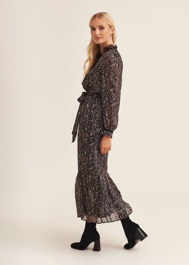 Gini London Multi Pie Crust Midaxi With Contrast Trims Dress