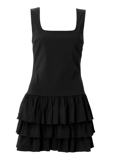 Quiz Black Ruffle Mini Dress