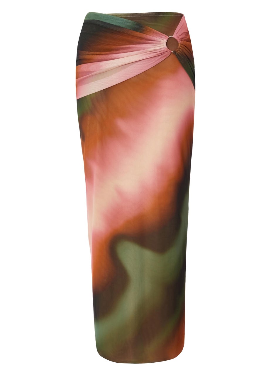 Quiz Green Mesh Ruched Maxi Skirt