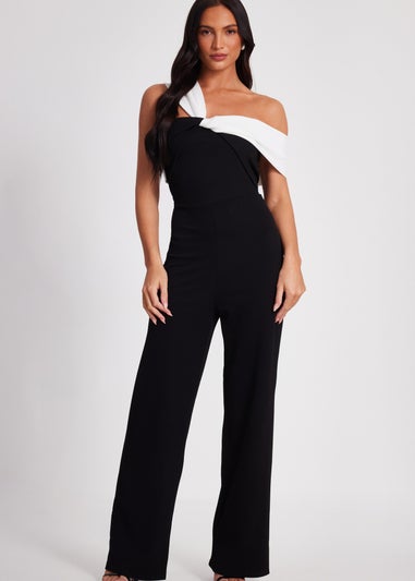 Quiz Black Contrast Bardot Jumpsuit