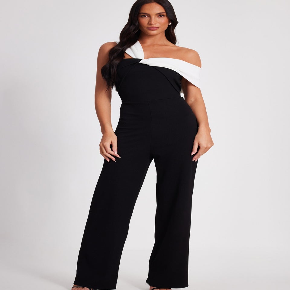 Quiz Black Contrast Bardot Jumpsuit