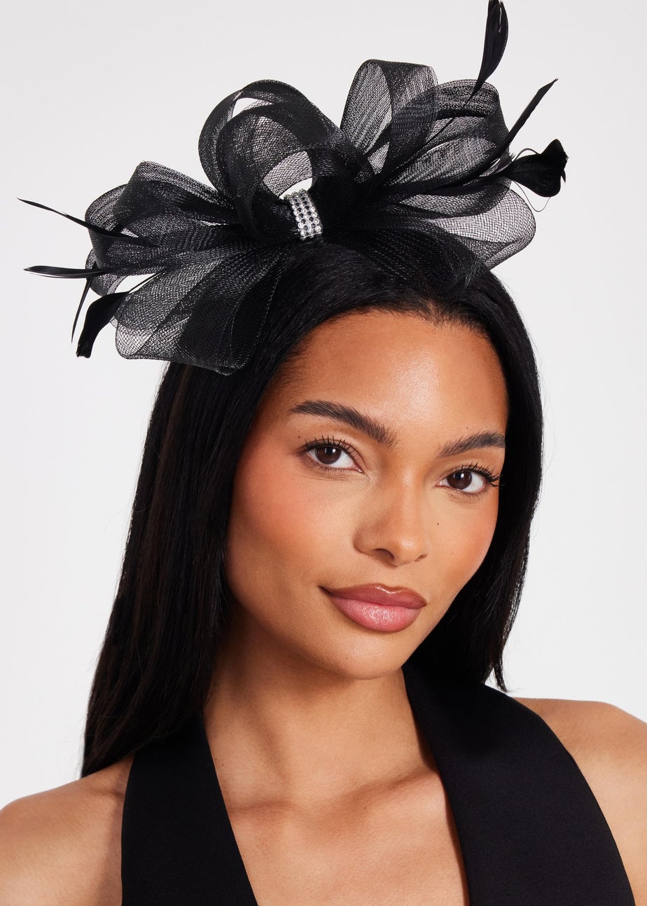 Quiz Black Diamante Bow Headband Fascinator