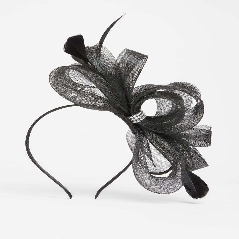 Quiz Black Diamante Bow Headband Fascinator