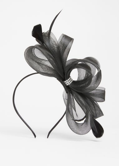 Quiz Black Diamante Bow Headband Fascinator