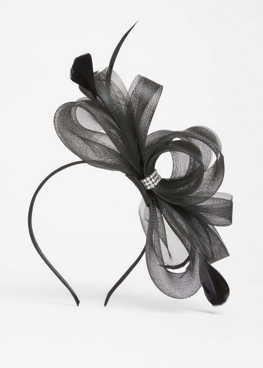 Quiz Black Diamante Bow Headband Fascinator
