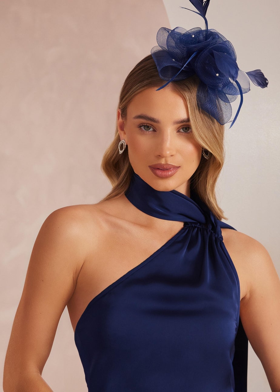 Quiz Navy Feather Headband Fascinator