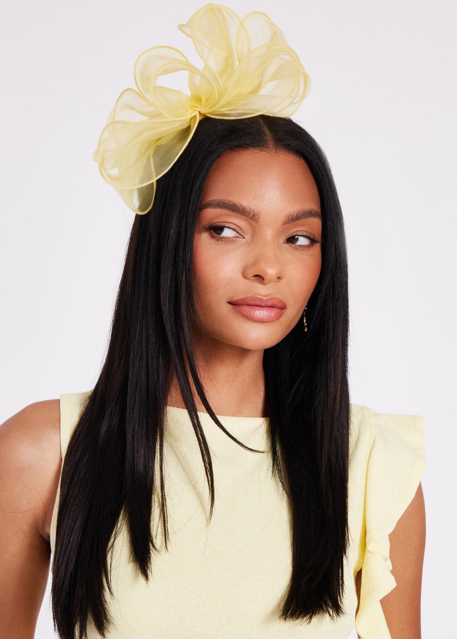 Quiz Yellow Mesh Headband Fascinator