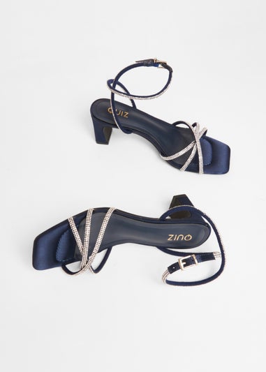 Quiz Navy Diamante Strappy Heeled Sandals
