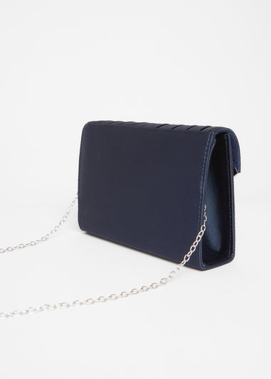 Quiz Navy Pleated Clutch Bag