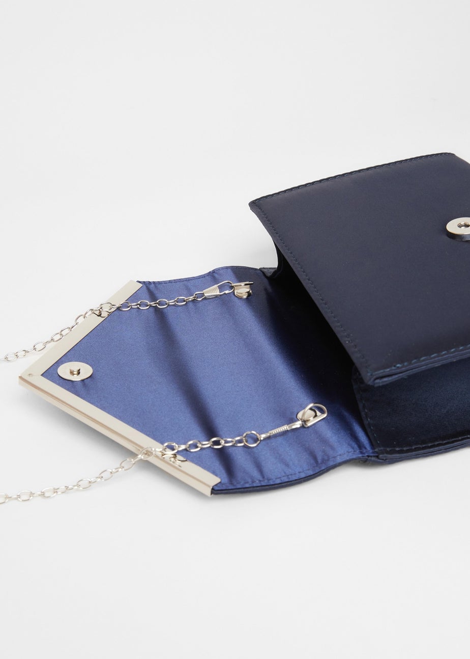 Quiz Navy Pleated Clutch Bag