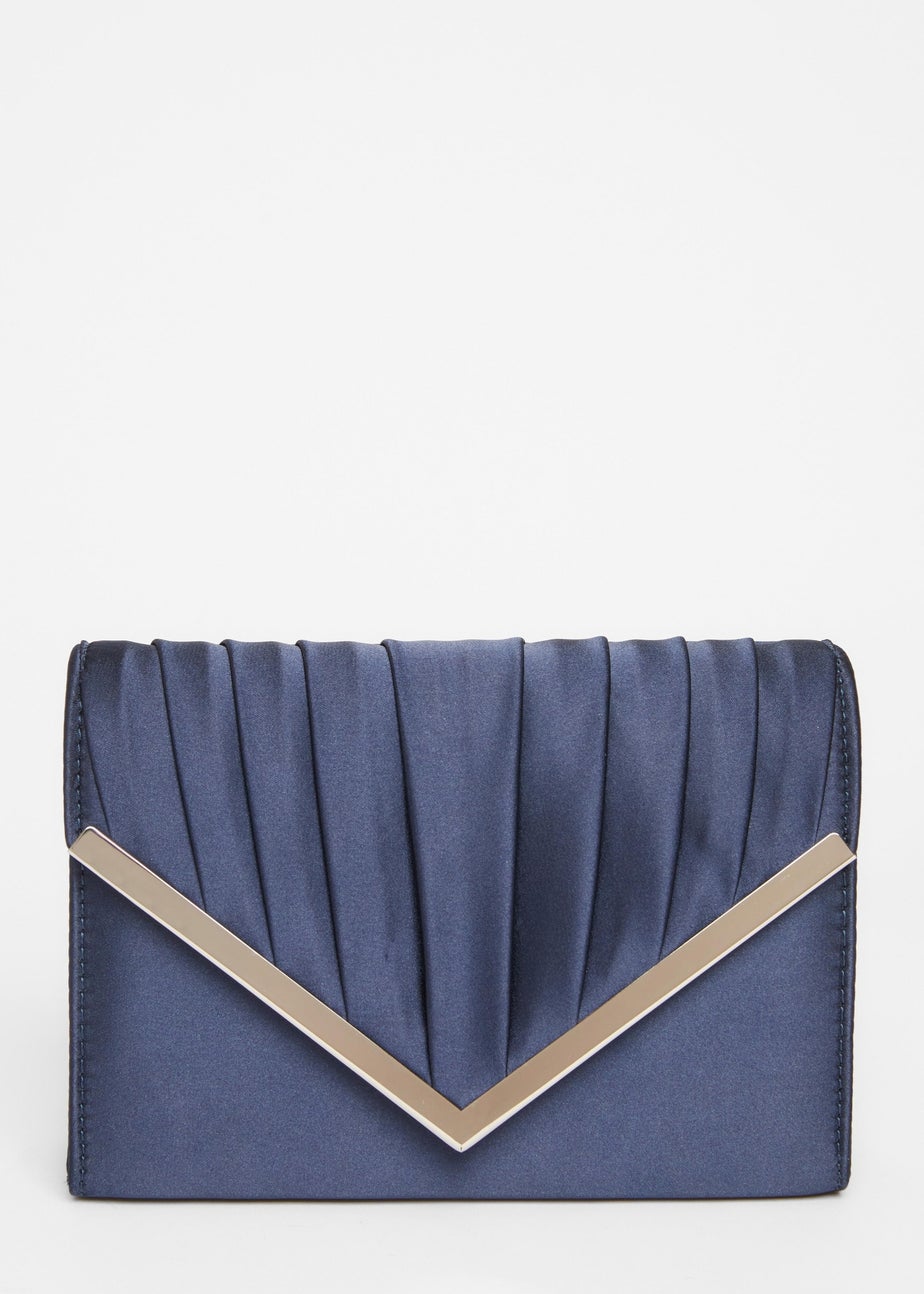 Quiz Navy Pleated Clutch Bag