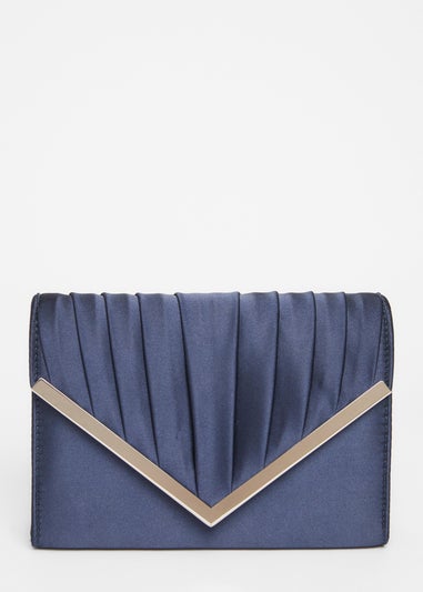 Quiz Navy Pleated Clutch Bag