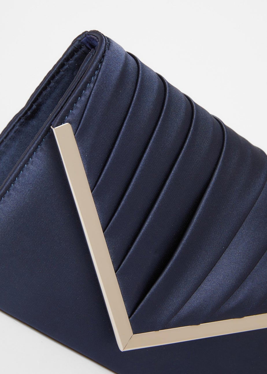 Quiz Navy Pleated Clutch Bag