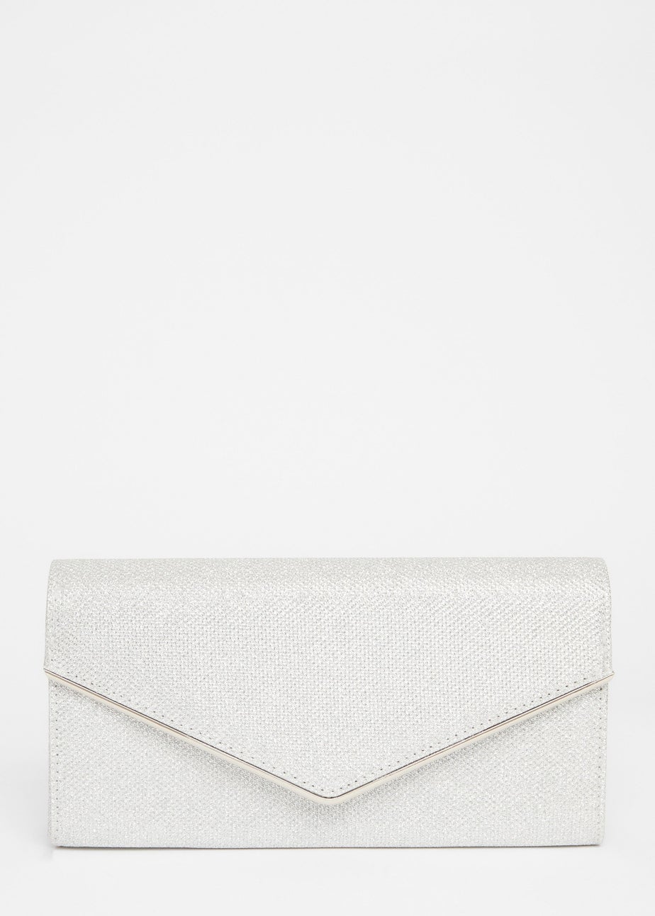 Quiz Silver Thin Clutch Bag