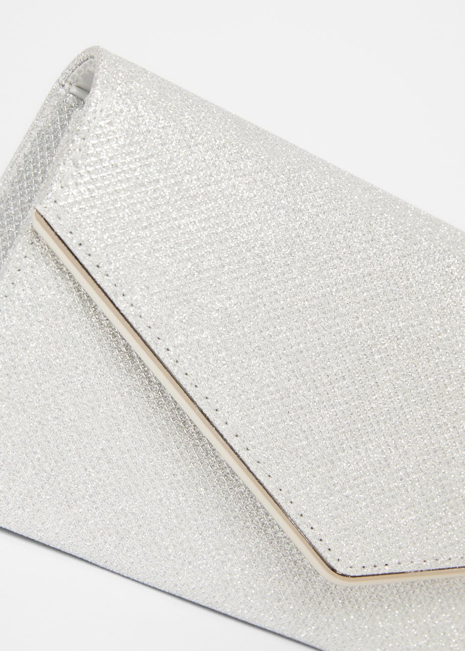 Quiz Silver Thin Clutch Bag