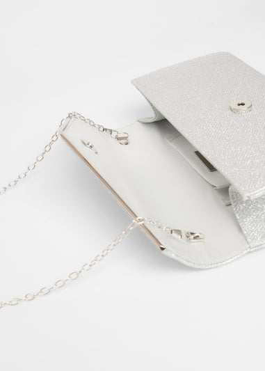 Quiz Silver Thin Clutch Bag