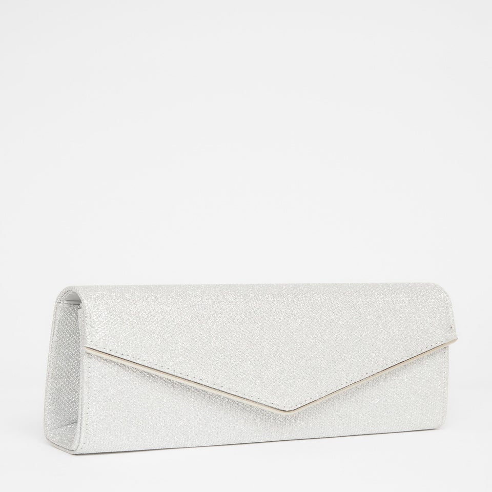 Quiz Silver Thin Clutch Bag