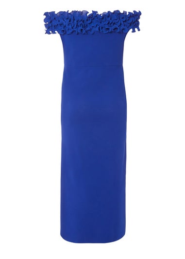 Quiz Blue Curve Bardot Ruffle Maxi Dress