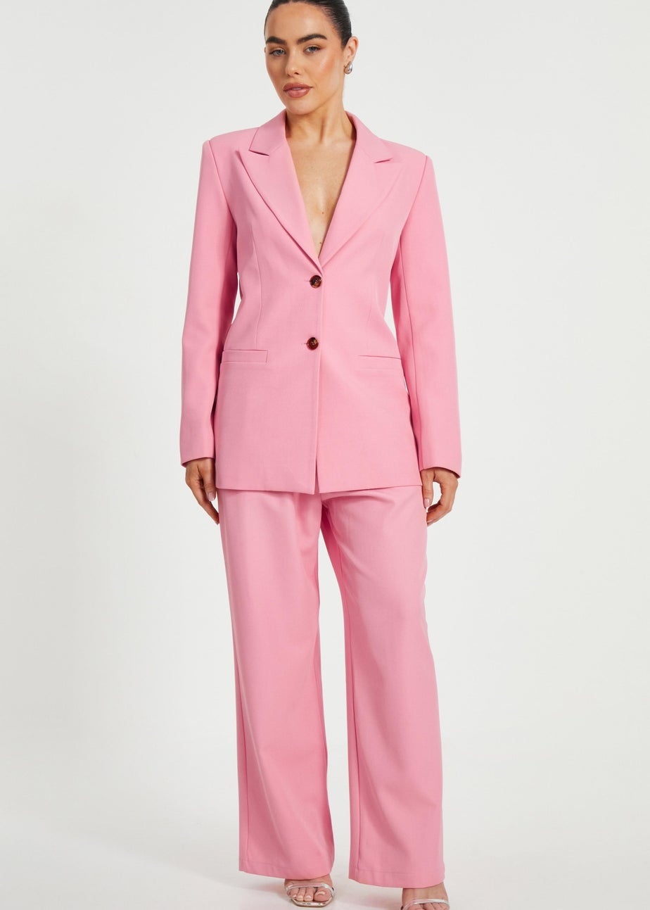 Quiz Coral Petite Woven Wide Leg Trousers