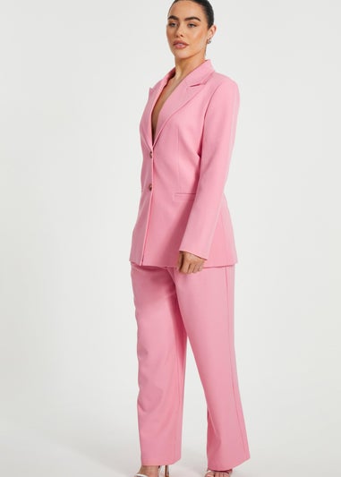 Quiz Coral Petite Woven Wide Leg Trousers