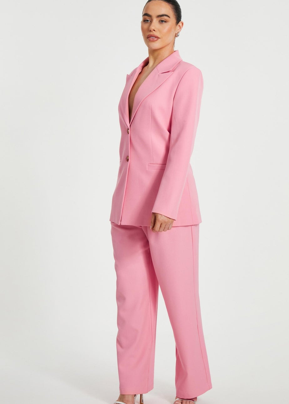 Quiz Coral Petite Woven Wide Leg Trousers