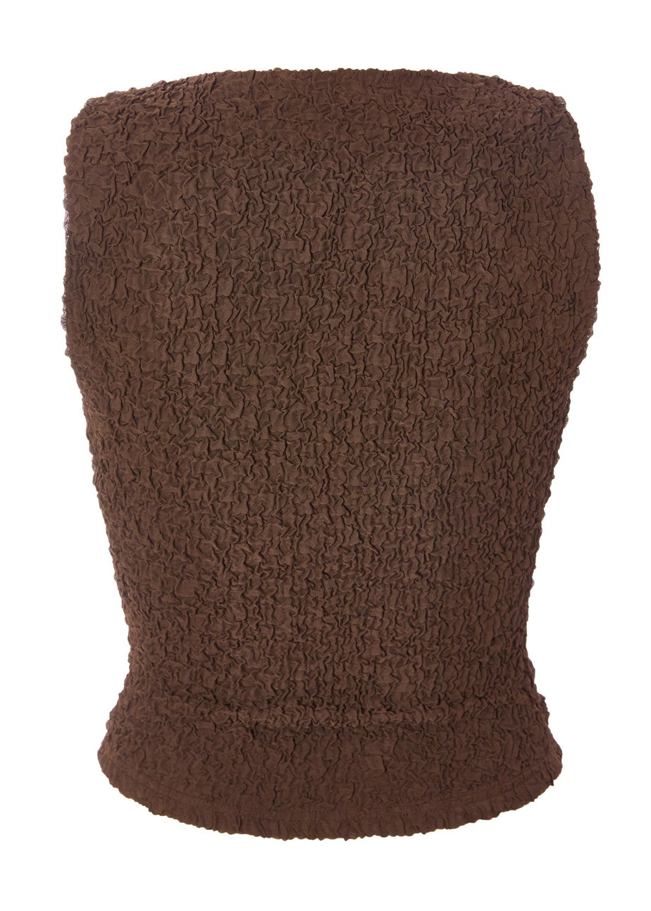 Quiz Mocha Textured Mesh Top