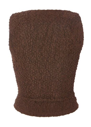 Quiz Mocha Textured Mesh Top