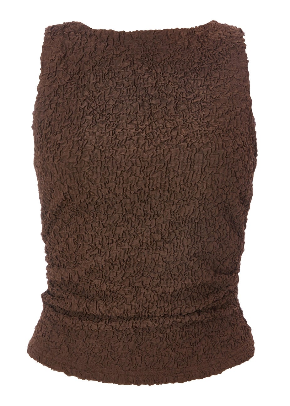 Quiz Mocha Textured Mesh Top