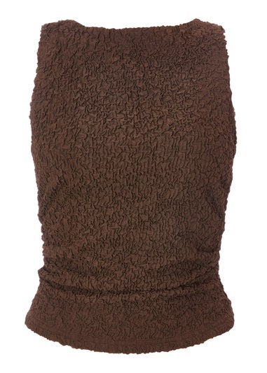 Quiz Mocha Textured Mesh Top
