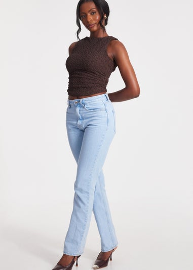 Quiz Mocha Textured Mesh Top