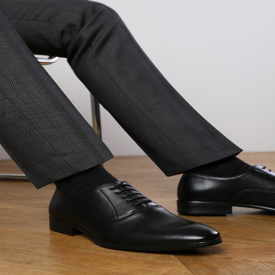 Where's That From Black PU Nick Oxford Lace Up Work Dress Shoes