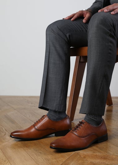 Where's That From Brown PU Nick Oxford Lace Up Work Dress Shoes