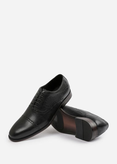 Where's That From Black PU Michael Textured Oxford Lace Up Work Dress Shoes